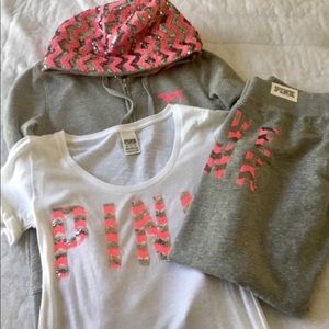 RARE VS PINK CHEVRON THREE PIECE SET